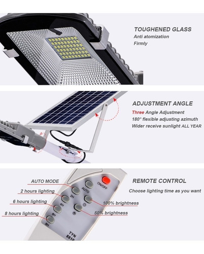 Luminaria Pastoral Solar Led 100w Cn Panel Y Control Remoto