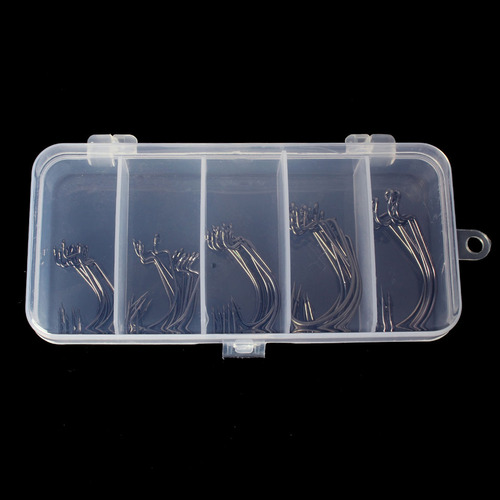 50pcs Fishing Hooks Offset Worm Hooks High Carbon Steel Fish