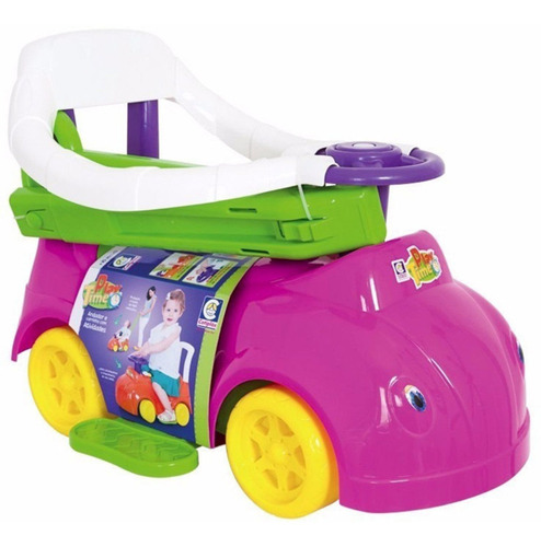 Imagem 4 de 4 de Carrinho Andador Rosa C/ Empurrador E Porta Treco - Cotiplás