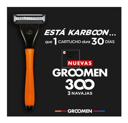 Rastrillo Groomen 300 Con Tres Navajas 1 Mango + 1 Cartucho