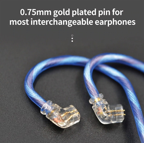 Imagen 6 de 10 de Cable Auriculares Kz Blue Silver 498-core Super Reforzado