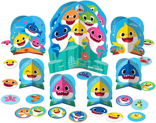 Kit De Centro De Mesa Para Fiesta Baby Shark - 12,8 | Diseño