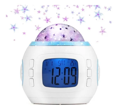 Reloj Despertador Alarma Proyector Estrellas Con Musica