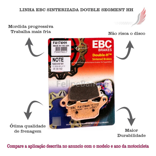 Pastilha De Freio Ebc Sint Tras Dl1000 Dl650 Vstrom Fa174hh