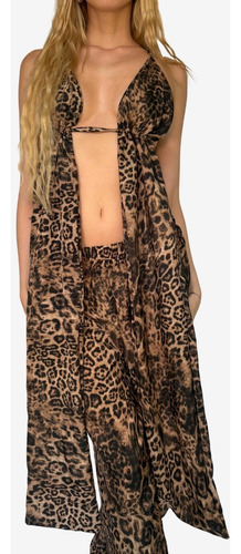 Blusa Mil Usos Animal Print Top Feline
