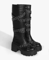 Comprar Botas Bucanera Borcegos Rock Mujer Caña Alta Con Plataforma