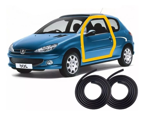 Kit Borrachas Vedação 2 Portas Peugeot 206 207 306 307 406