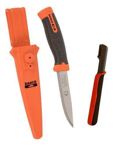 Kit Cuchillo Bahco 2446 Con Funda + Afilador Camping Pesca