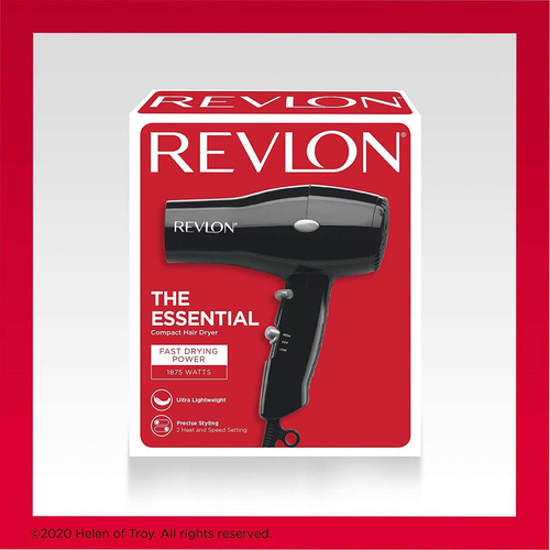Secador de pelo de viaje ligero y compacto Revlon 1875w, color negro