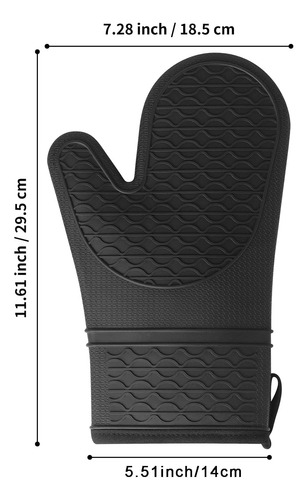 Guantes De Horno Resistentes Al Calor De Silicona Negra