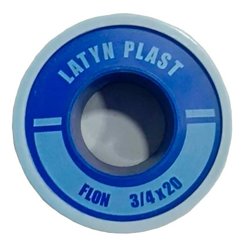 Cinta De Teflon De 3/4 X 20 Mts Riego Estándar Latyn Plast Color Blanco Liso