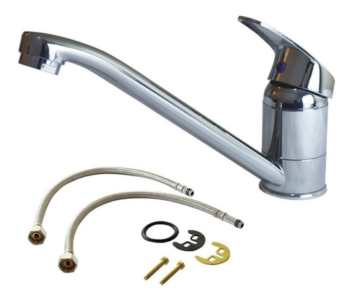 Imagen 4 de 5 de Canilla Pico Largo Griferia Monocomando Cocina Mesada Metal