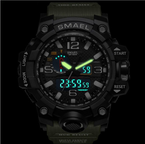 Reloj Militar Smael 1545 Verde S Shock Táctico Sumergible
