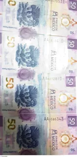 Billetes 50 Pesos Nuevos Serie Aa