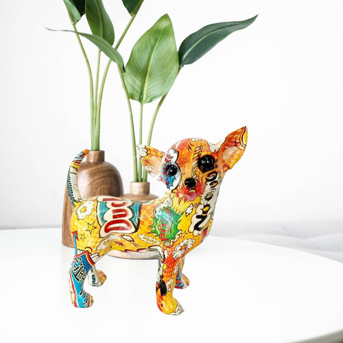 Graffiti Chihuahua Estatua Perro Estatuilla Adorno Para
