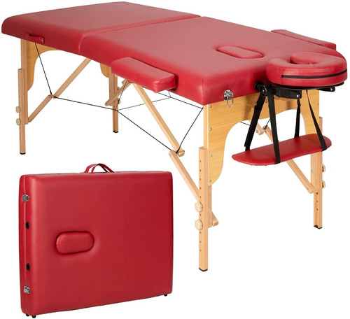 Mesa De Masaje Portatil Y Plegable Color Rojo Bestcomfort