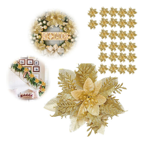 Decorations Glitter Flowers, 27 Piezas, Para Adorno De Árbol