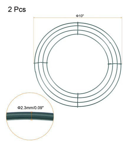 2 Marco De Metal De Corona De Alambre Redonda 10'' Para Diy