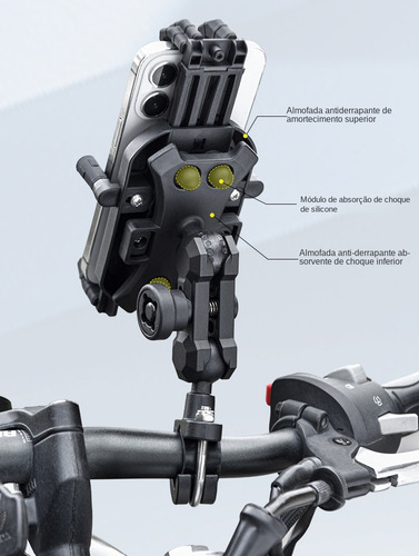 Suporte De Celular P/ Moto Carregador Indução Anti-roubo