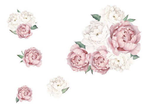 Calcomanías De Pared Con Forma De Peonía Y Rosas Para Habita