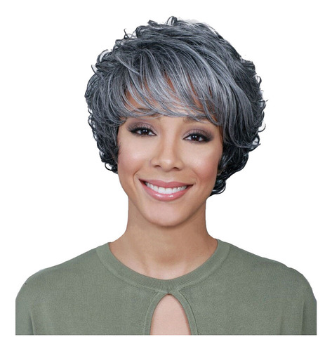Peluca De Flequillo Completo R 085r Para Mujer, Corta, Rizad