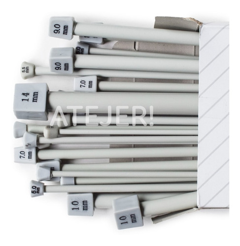 Imagen 7 de 7 de Set Agujas Tricot De Aluminio Marca Silver Por 13 Unidades