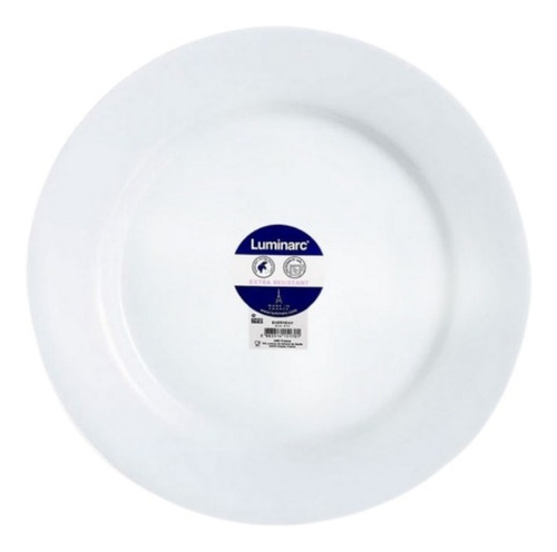 Plato Postre Luminarc Everyday Vidrio Templado Blanco 19 Cm