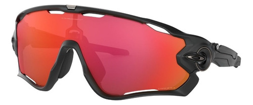 Lente solar masculina Oakley Jawbreaker 0oo9290, lente preta e vermelha, design de espelho