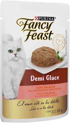 Sobre Fancy Feast 85gr Demi Glace Salmon Alimento Para Gato