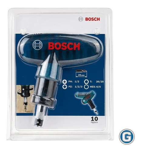 Set Destornillador Manual Bosch 10 Un Bolsillo 9 Puntas Kit