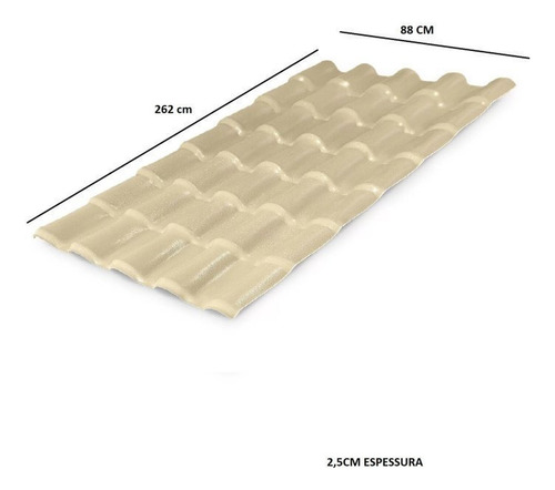 Kit Com 5 Telhas Pvc Colonial 88x262cm Lux Telhas Wt