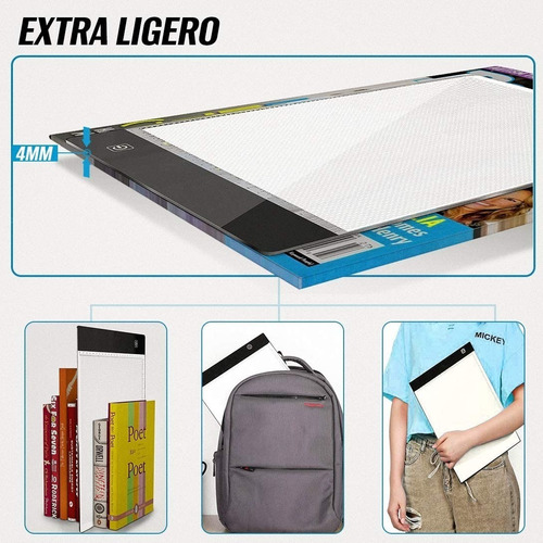 Imagen 5 de 7 de Tableta De Dibujo Amyty Portátil Tamaño A4 Con Luz