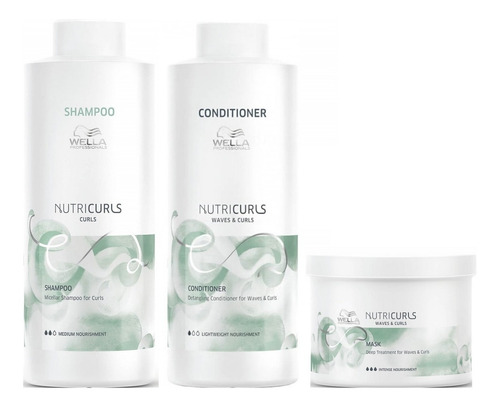 Shampoo Rizos Lt + Conditioner + Mascarilla Wella Nutricurls
