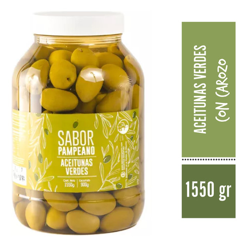 Aceitunas Verdes Con Carozo N°0 1,55kg - Sabor Pampeano