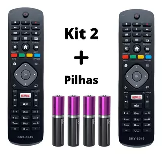 Kit 2 Controle Remoto Compatível Tv Philips Smart 43pfg510