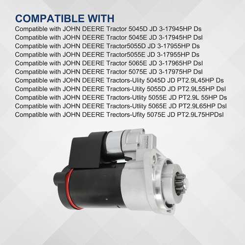 Arrancador Compatible Con John Deere 5045d 5055e 5065e 5075e