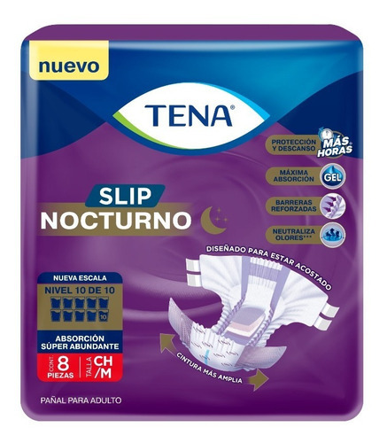 Pañales Para Adulto Tena Slip Nocturno 8 Piezas Talla Mediano