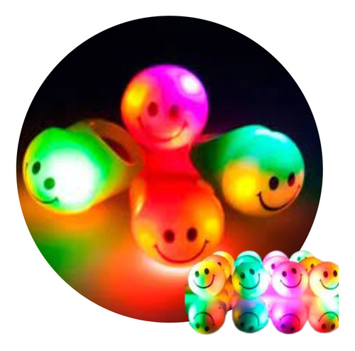 10 Anillos Emoji Led Cotillon Luminoso Silicona Surtidos