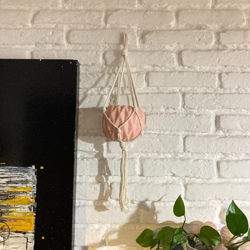 Macetero Para Pared Colgante Téjido Tipo Macrame Natural