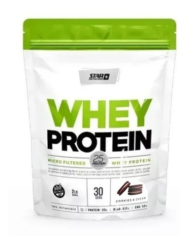 Suplemento En Polvo Star Nutrition Whey Protein Proteínas Sabor Cookies And Cream En Bolsa De 908g