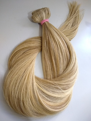 Imagem 6 de 7 de Cabelo Humano Mechado Loiro Tela Tic Tac 55cm 50g Mega Hair