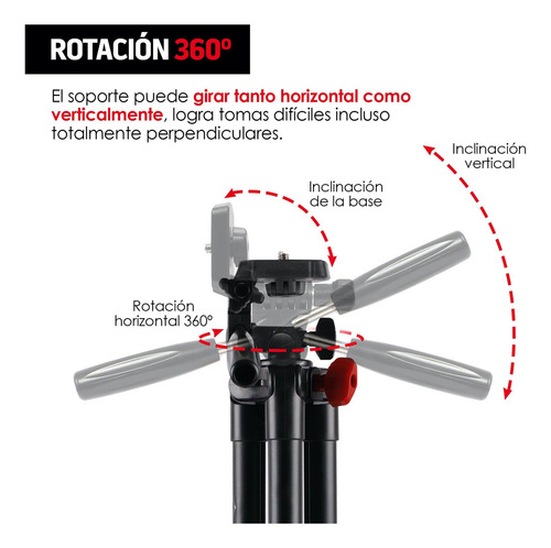 Tripie Para Camara Profesional 360° Portatil 135 Cm Redlemon