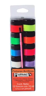 Pintura Acrílica Politec Fluor Nacar Metal 10ml Estuche 12pz