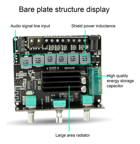 Módulo De Placa Amplificadora De Audio Bluetooth 5.1 De 2.1