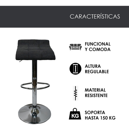 Banco Taburete Bar Barra Comedor Giratorio Posapie Negro