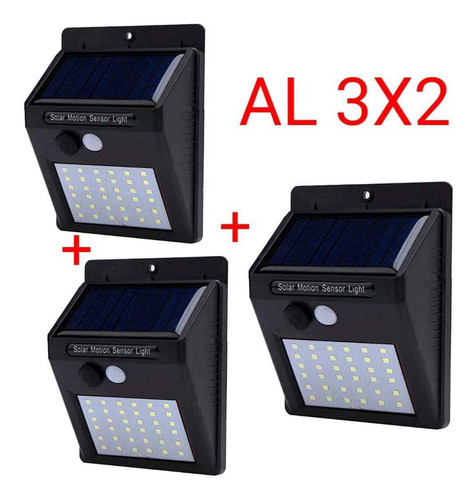 3 Lámparas Solar De 30leds Para Exterior Con Sensor Movimien