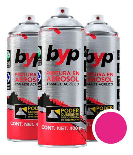 Pack 3 Aerosoles Byp, Pintura Spray, Fluorescentes - 400ml