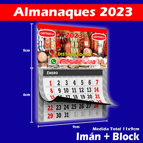 Calendario 2023 En Iman Con Hojitas - Almanaque 2023 - Block