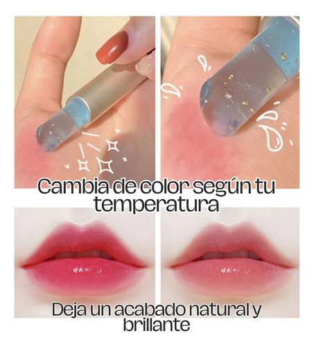 Labial Con 24k Cambia Color Con Temperatura 1pz Hidratante Color Azul Claro