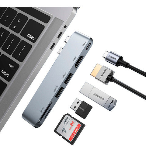 Ugreen Hub 6 En 2 Para Macbook Pro 4k Usb C Thunderbolt 3